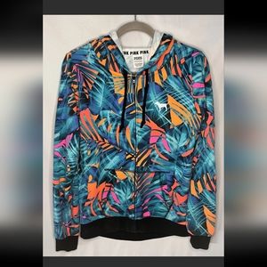 Pink Victorias Secret Tropical Palm Zip Up Hoodie